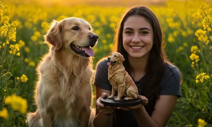Cachorro com uma menina